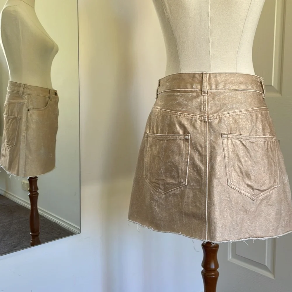 💛GLASSONS gold finish denim mini skirt - Picture 5 of 10